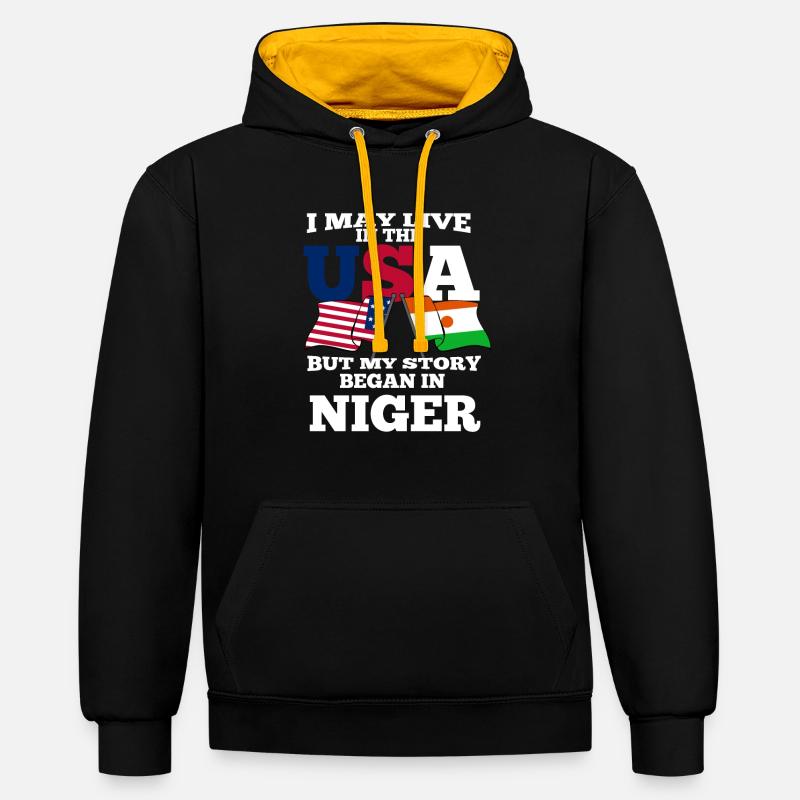 Niger - Sweat à capuche contrasté - noir/or