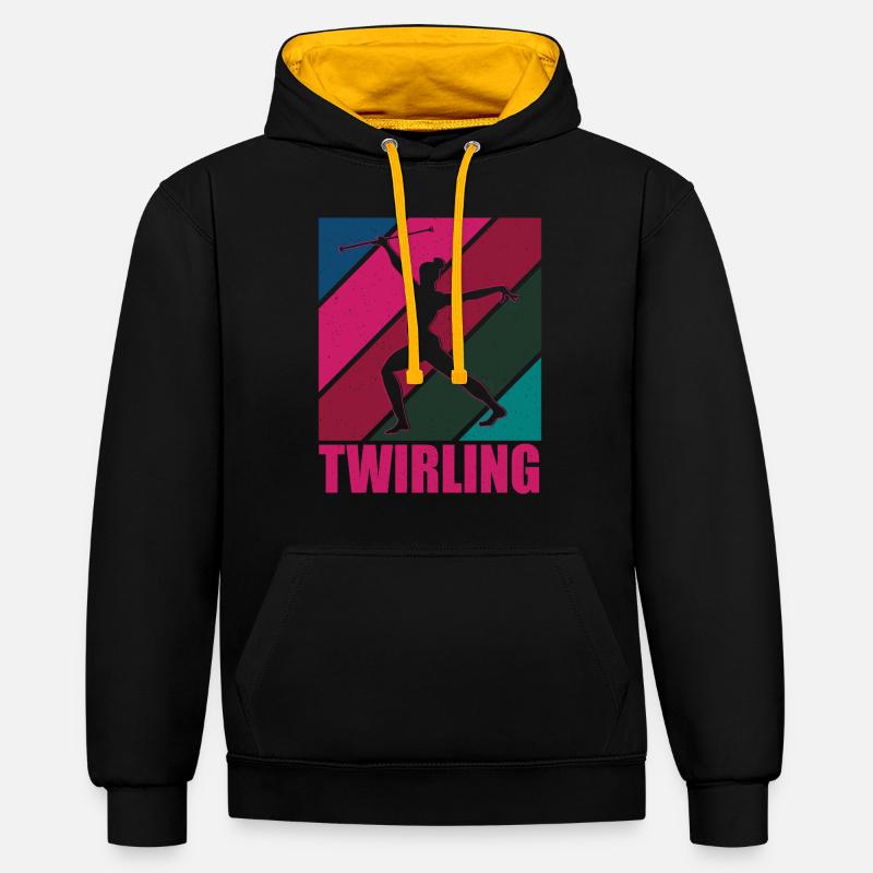 Bâton Twirling Bâton Twirler cadeau - Sweat à capuche contrasté - noir/or