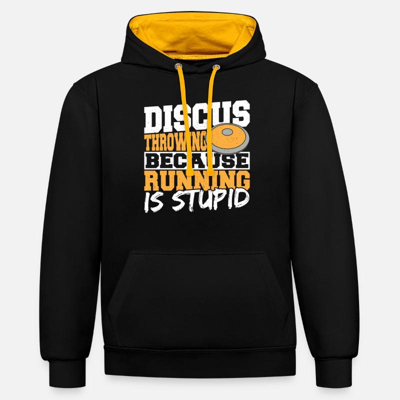 Diskuswerfen Diskuswerfer Geschenk - Kontrast-Hoodie - Schwarz/Gold