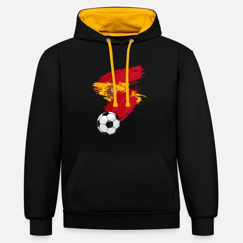 Drapeau de football de l’Espagne - Sweat à capuche contrasté - noir/or