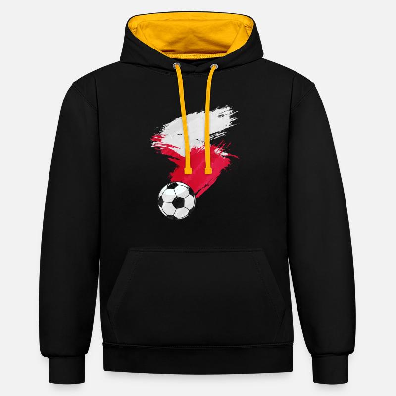 Drapeau de la Pologne - Sweat à capuche contrasté - noir/or