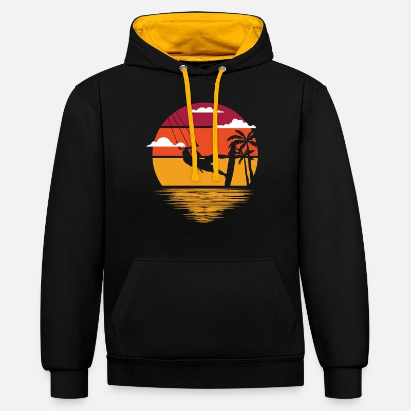 Kitesurf - Sweat à capuche contrasté - noir/or