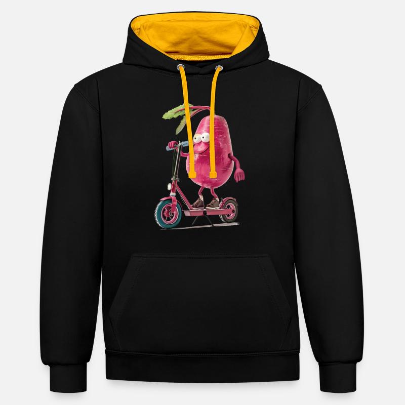 Radisschen Scooter - Sweat à capuche contrasté - noir/or