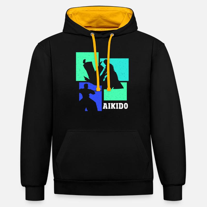 Cadeau d’arts martiaux d’Aïkido - Sweat à capuche contrasté - noir/or