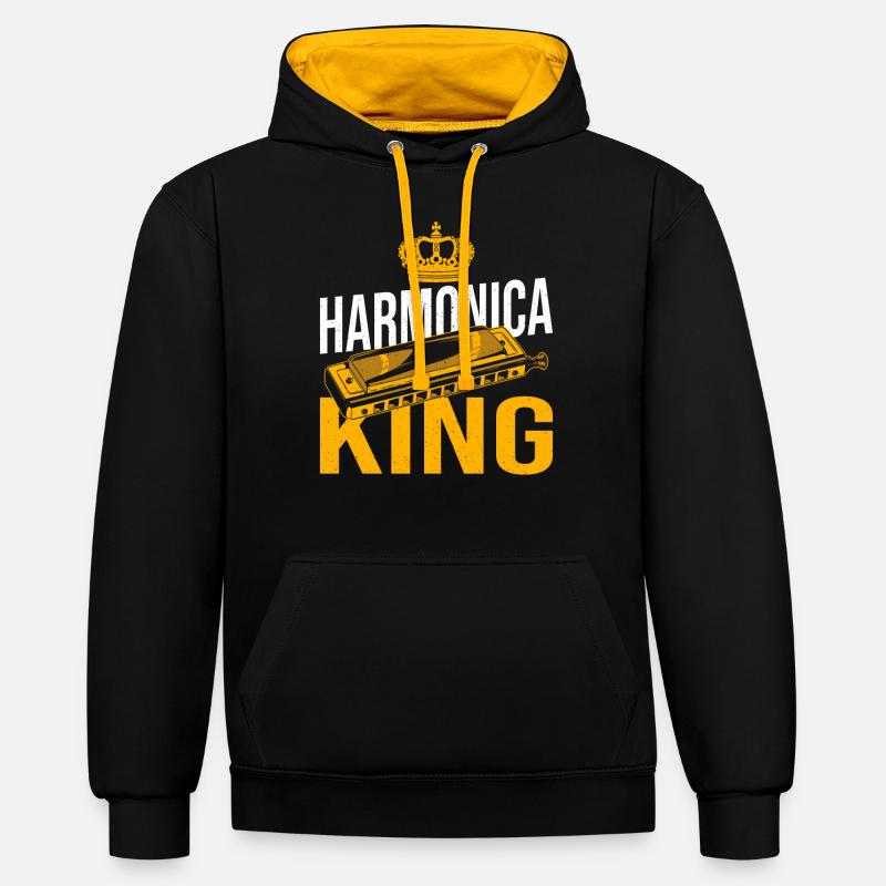 Playing Harmonica Gift - Contrast hoodie - black/gold