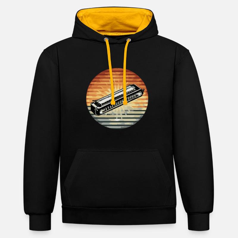 Harmonica Playing Gift - Contrast hoodie - black/gold