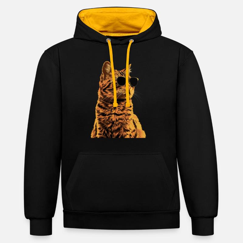 Sonnenbrille mit Somali-Katze Geschenk - Kontrast-Hoodie - Schwarz/Gold