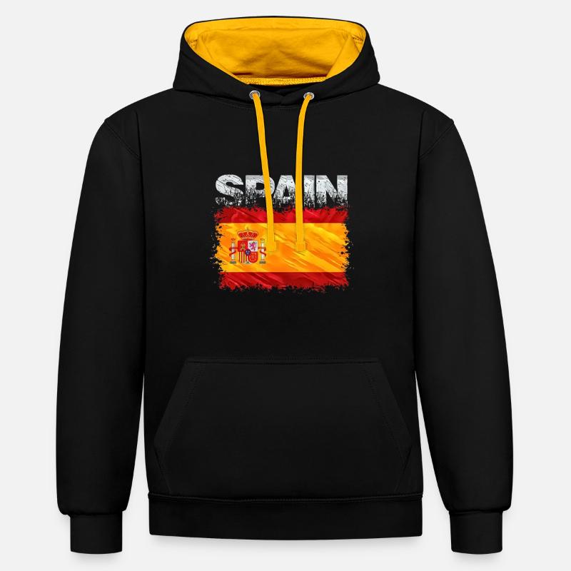 Spanien - Kontrast-Hoodie - Schwarz/Gold