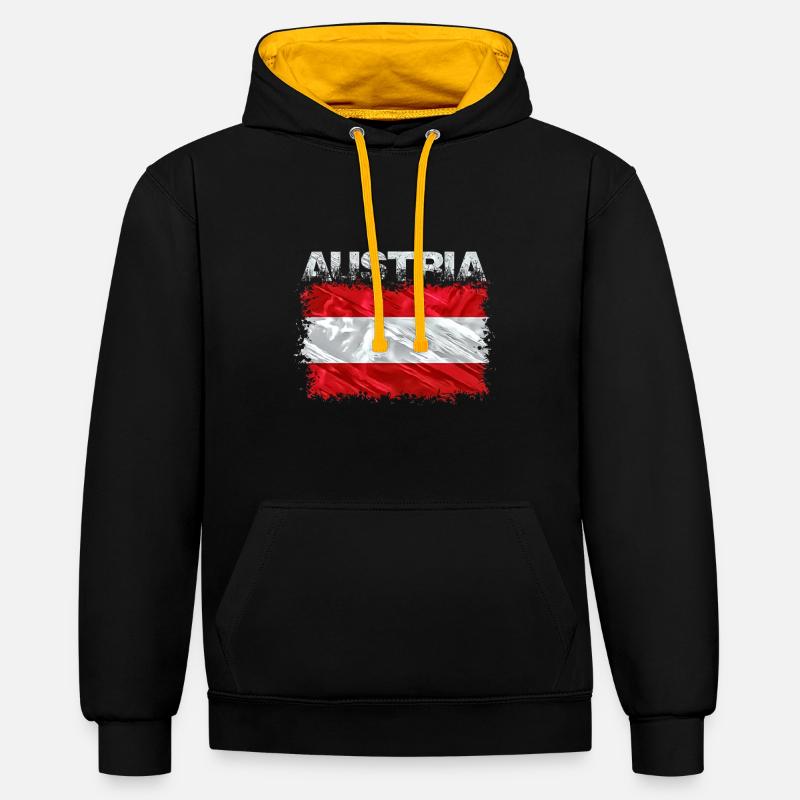 Autriche - Sweat à capuche contrasté - noir/or