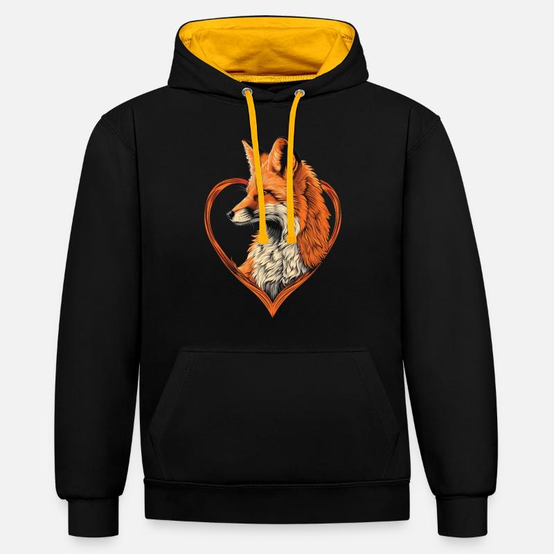 Renard - Sweat à capuche contrasté - noir/or