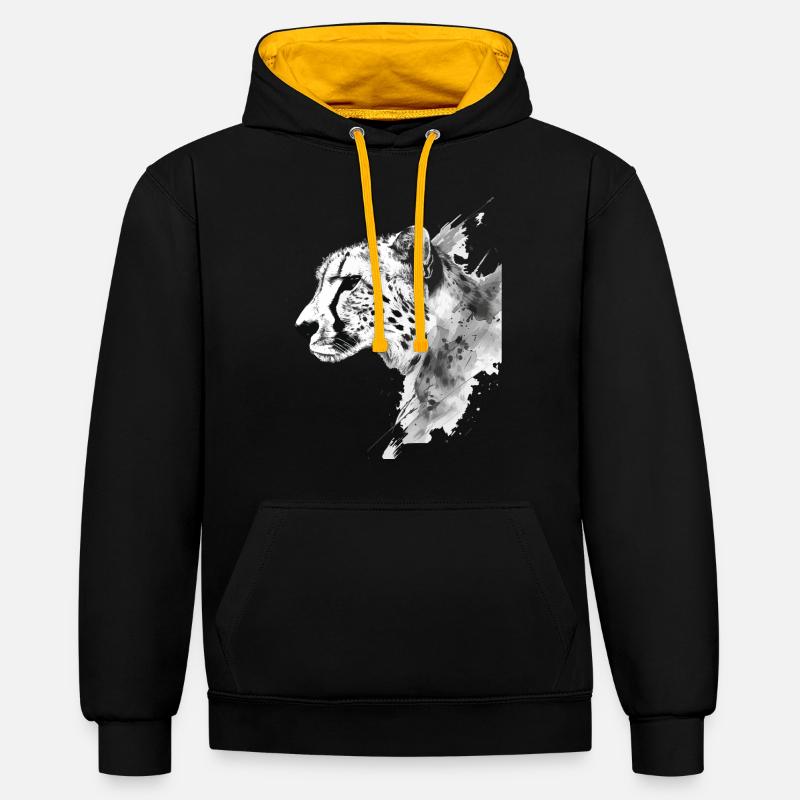 Guépard - Sweat à capuche contrasté - noir/or