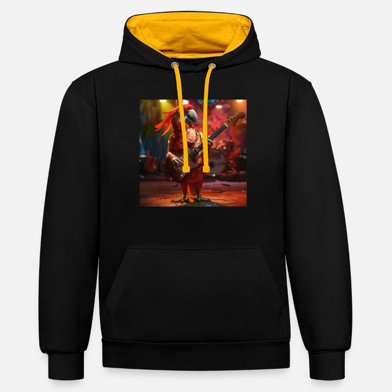 Perroquet - Sweat à capuche contrasté - noir/or