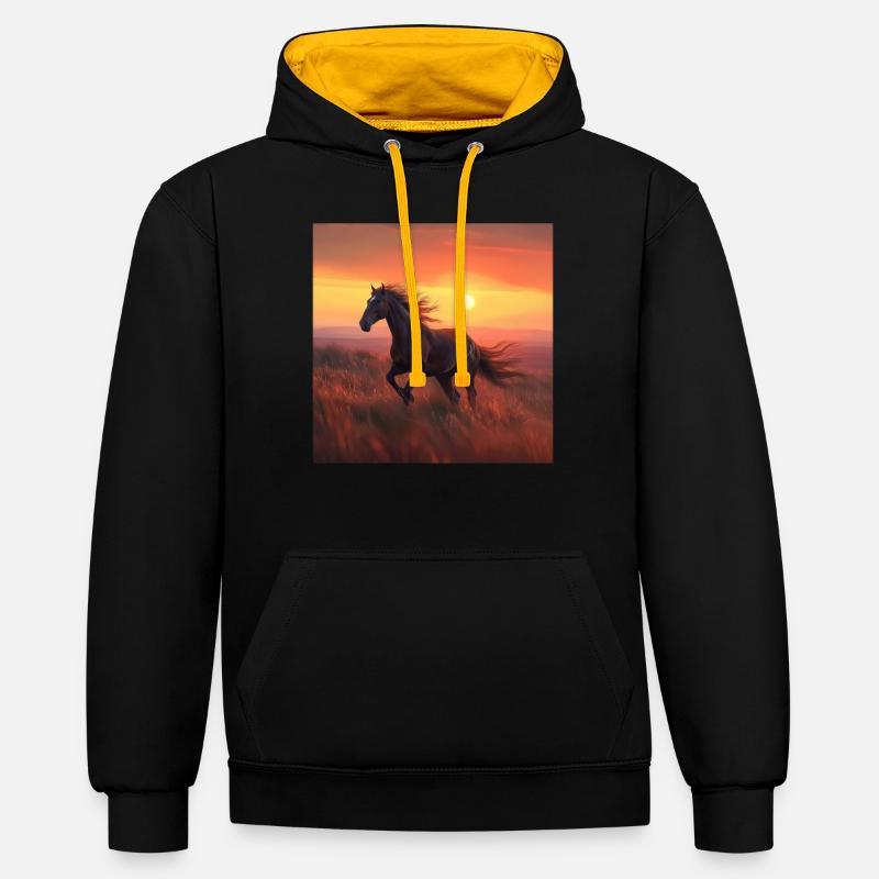 Cheval - Sweat à capuche contrasté - noir/or