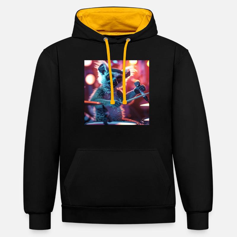 Lémurien - Sweat à capuche contrasté - noir/or