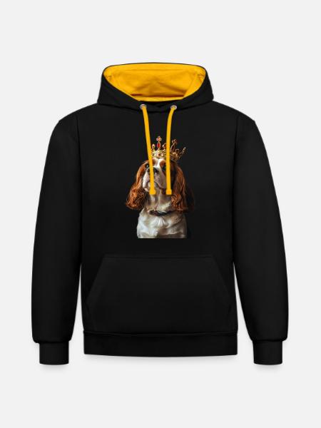 Cavalier King Charles Spaniel - Contrast hoodie - black/gold