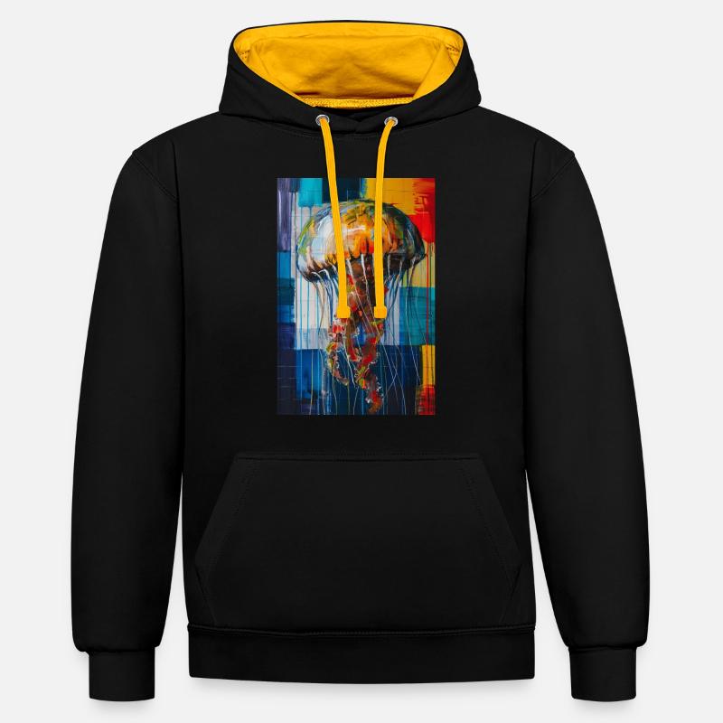 Méduse - Sweat à capuche contrasté - noir/or
