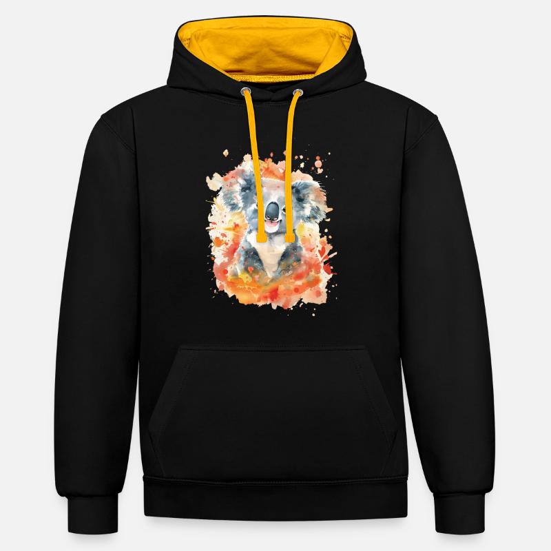 Koala - Sweat à capuche contrasté - noir/or