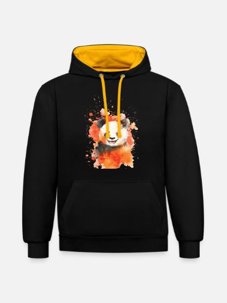 Panda - Contrast hoodie - black/gold