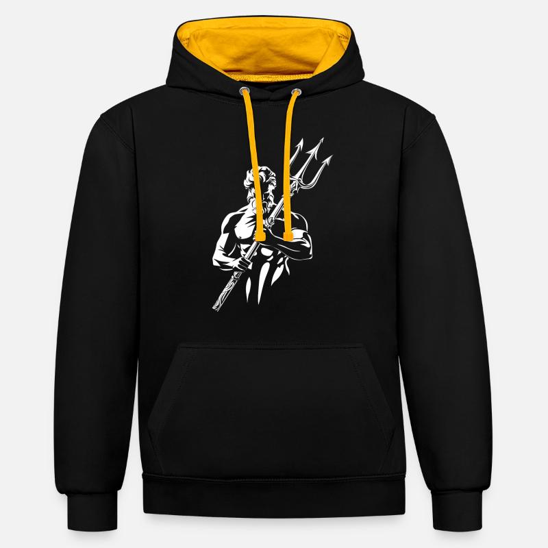 Trident de Poséidon - Sweat à capuche contrasté - noir/or
