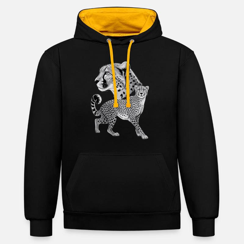 Guépard - Sweat à capuche contrasté - noir/or
