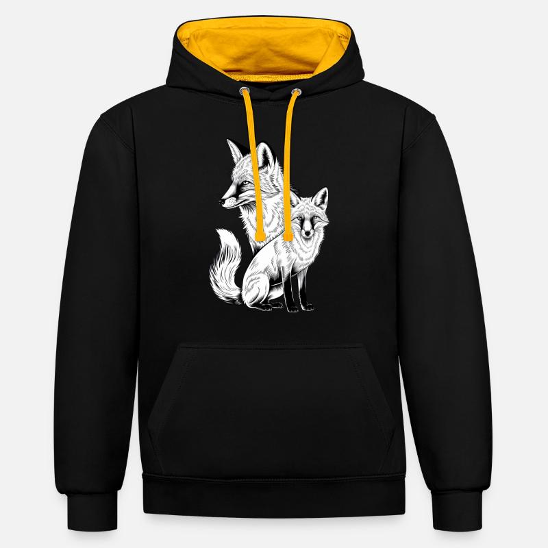 Renard - Sweat à capuche contrasté - noir/or