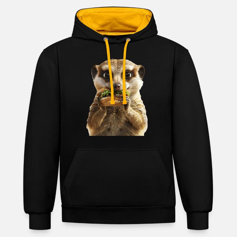 Suricate - Sweat à capuche contrasté - noir/or
