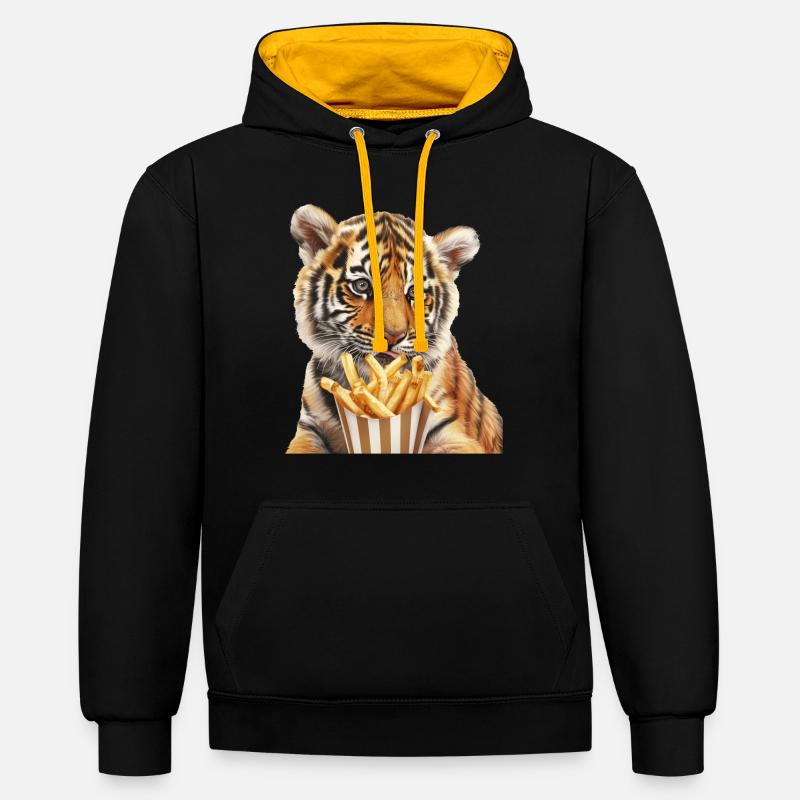 Tigre - Sweat à capuche contrasté - noir/or