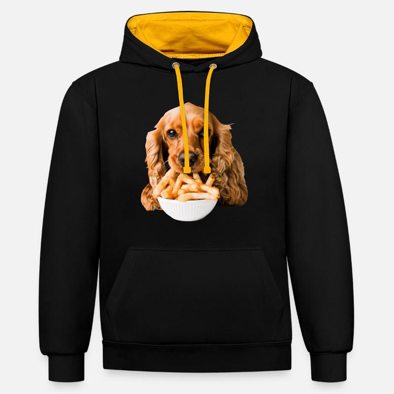 Cocker Spaniel - Sweat à capuche contrasté - noir/or