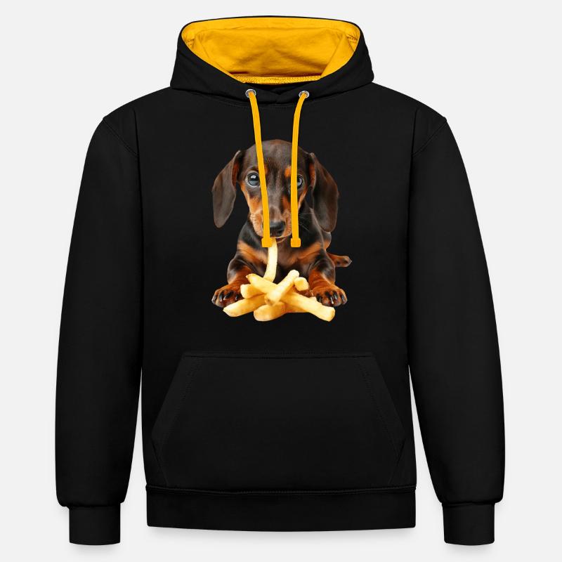 Teckel - Sweat à capuche contrasté - noir/or
