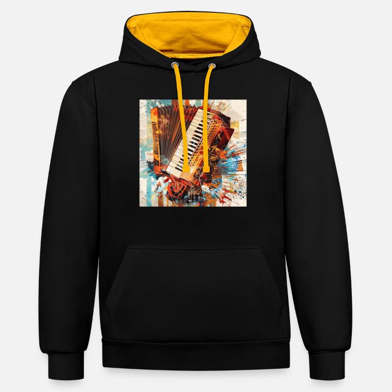 Accordéon - Sweat à capuche contrasté - noir/or