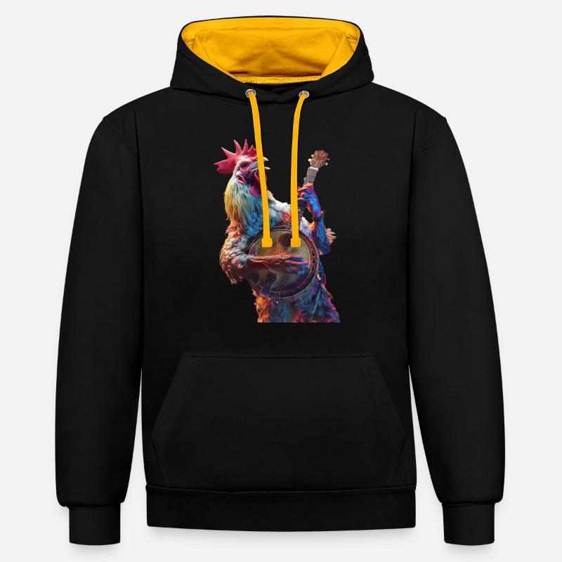 Banjo Coq - Sweat à capuche contrasté - noir/or