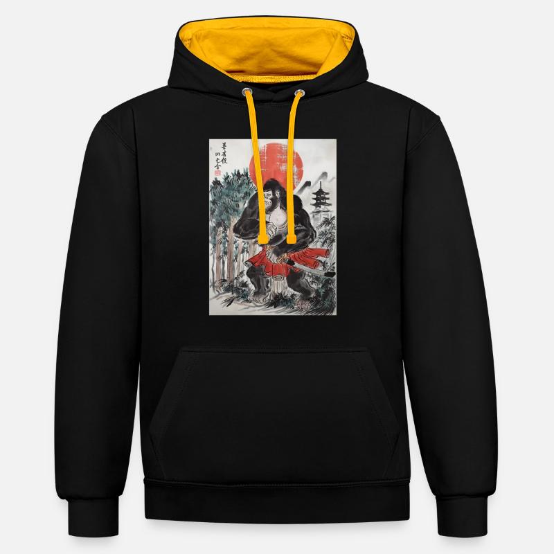 Samurai - Kontrast-Hoodie - Schwarz/Gold
