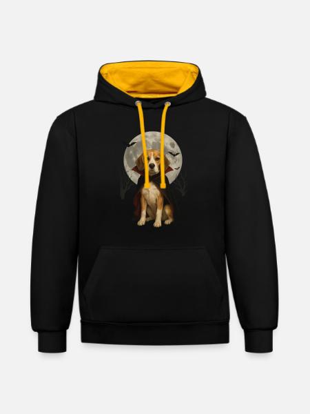 Beagle - Kontrast-Hoodie - Schwarz/Gold
