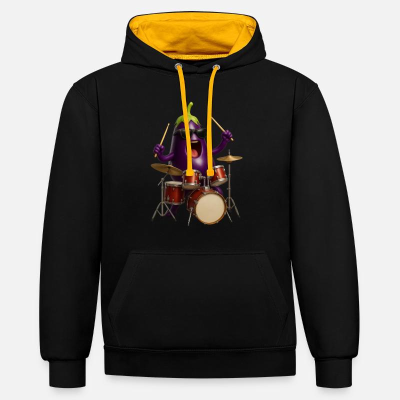 Fûts d’aubergines - Sweat à capuche contrasté - noir/or