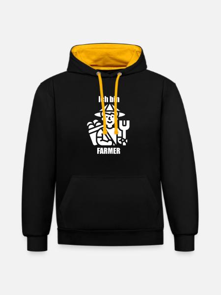Ich bin Farmer (v1) - Kontrast-Hoodie - Schwarz/Gold