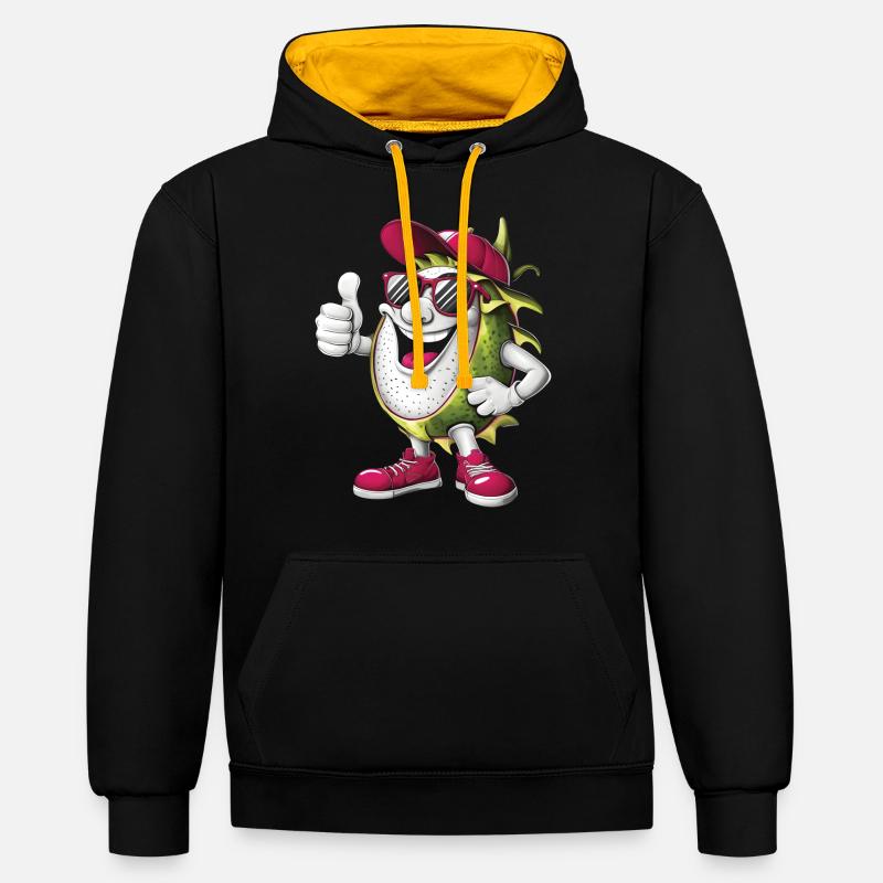 Drachenfrucht - Kontrast-Hoodie - Schwarz/Gold