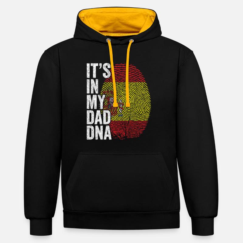 Drapeau Espagne Empreinte Papa Espagnol - Sweat à capuche contrasté - noir/or