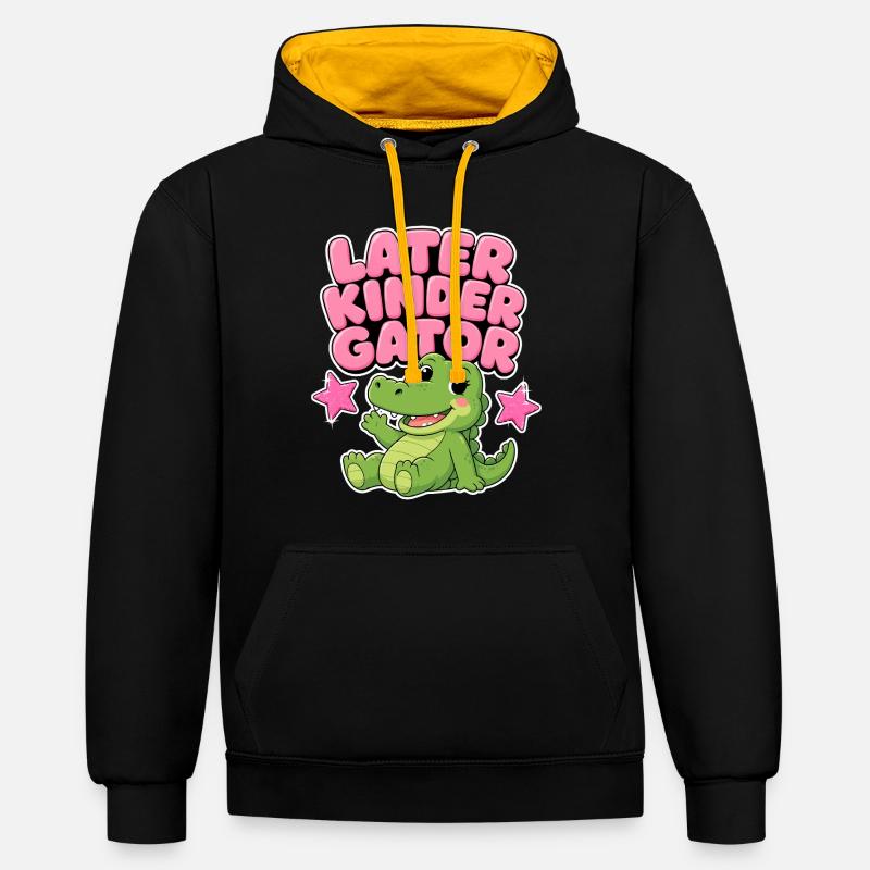 Später Kindergator – Kindergarten-Mädchengeschenk - Kontrast-Hoodie - Schwarz/Gold