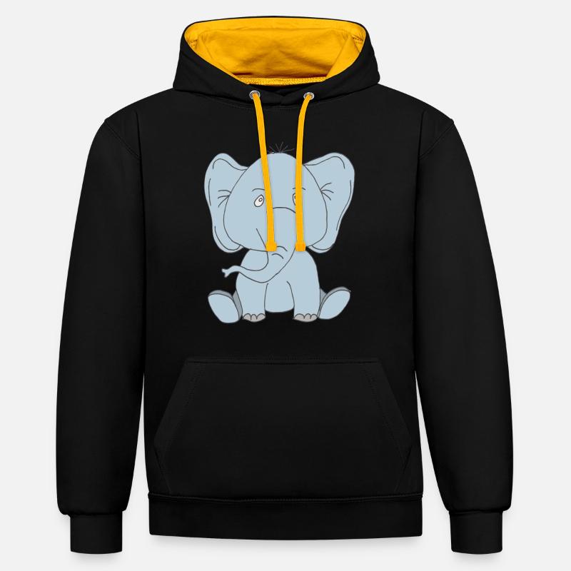 Bébé éléphant - Sweat à capuche contrasté - noir/or