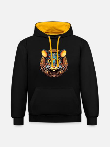 Cheddar Cheese Mouse - Contrast hoodie - black/gold