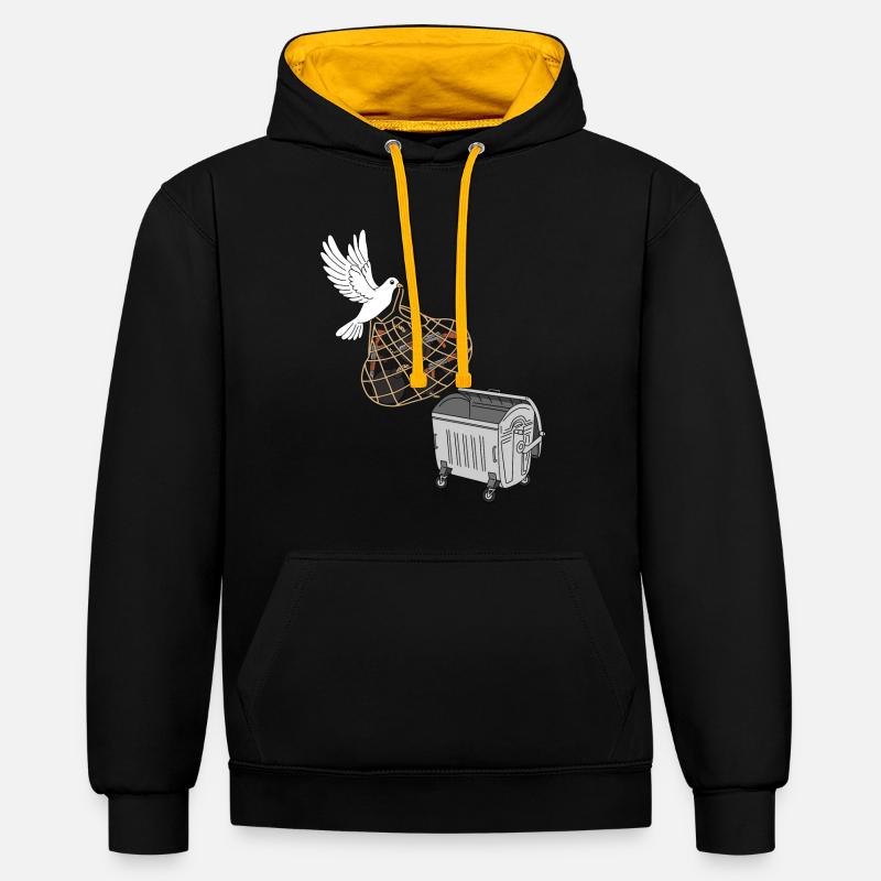 Journée mondiale de la paix - Sweat à capuche contrasté - noir/or
