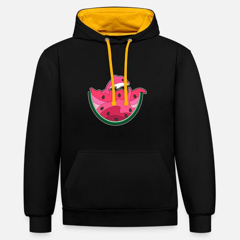 Dauphin à la pastèque - Sweat à capuche contrasté - noir/or