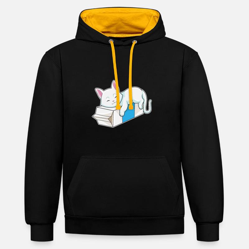 Chat au lait - Sweat à capuche contrasté - noir/or