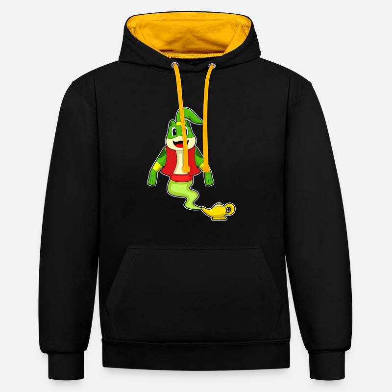 Génie grenouille - Sweat à capuche contrasté - noir/or