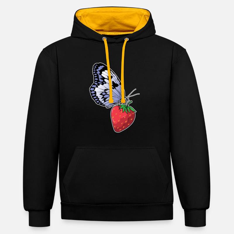 Fraise papillon - Sweat à capuche contrasté - noir/or