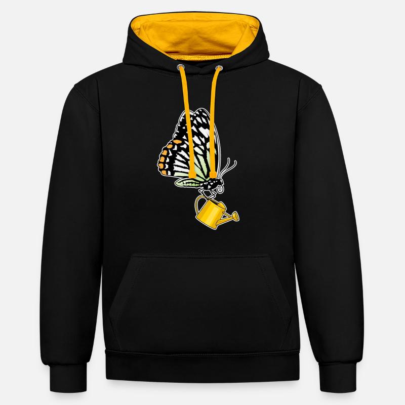Arrosoir à papillons - Sweat à capuche contrasté - noir/or