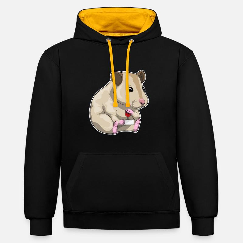Hamster Gamer Controller - Kontrast-Hoodie - Schwarz/Gold