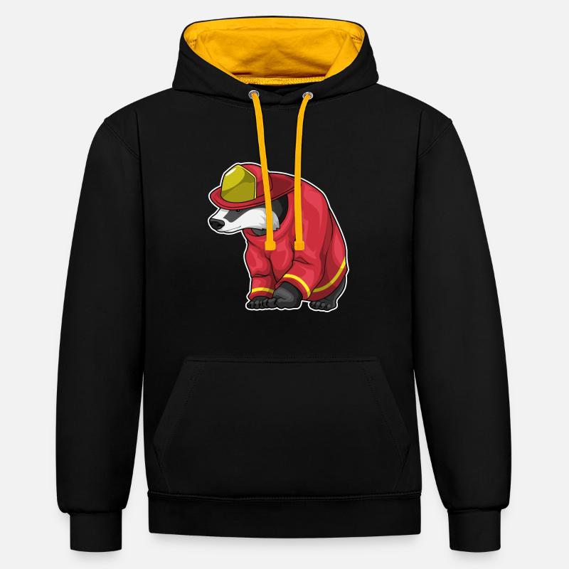 Brigade des pompiers Badger - Sweat à capuche contrasté - noir/or