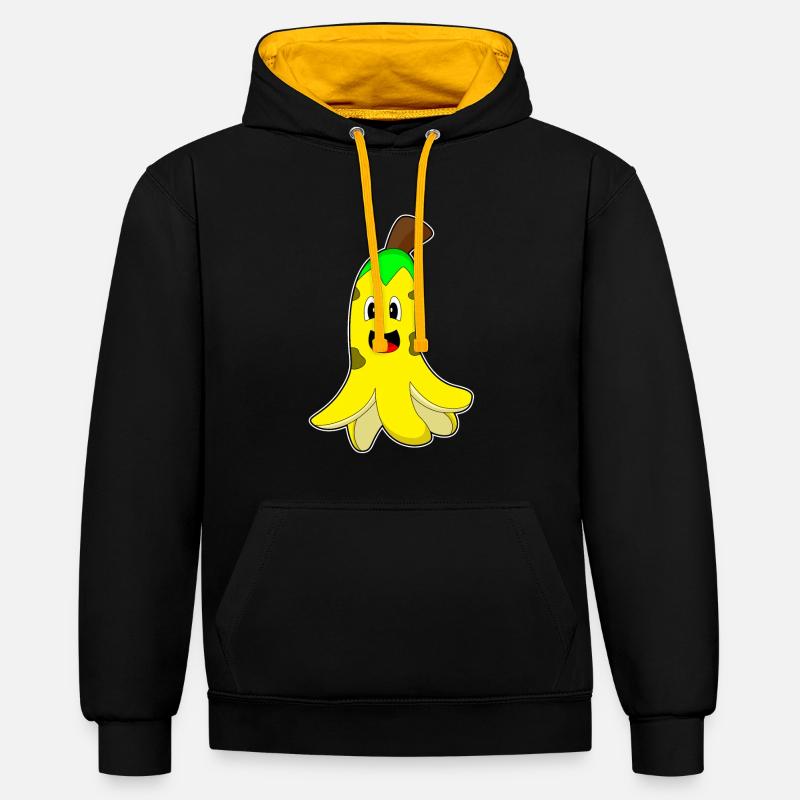 Poulpe Banane - Sweat à capuche contrasté - noir/or