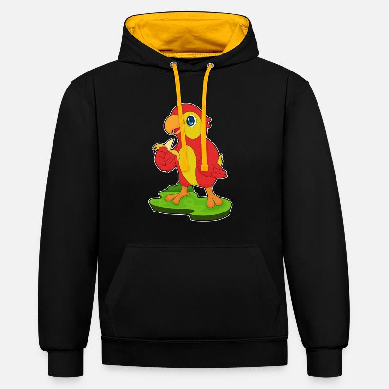 Perroquet Banane Fruit - Sweat à capuche contrasté - noir/or